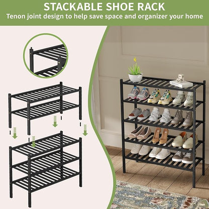 ROMGUAR CRAFT 2 Tier Bamboo Shoe Rack - Image 5