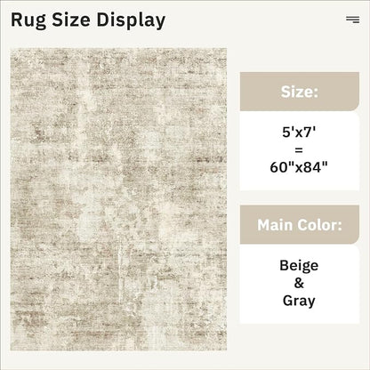 Soalmost Abstract Rug 5x7 Washable Area Rugs - Image 3