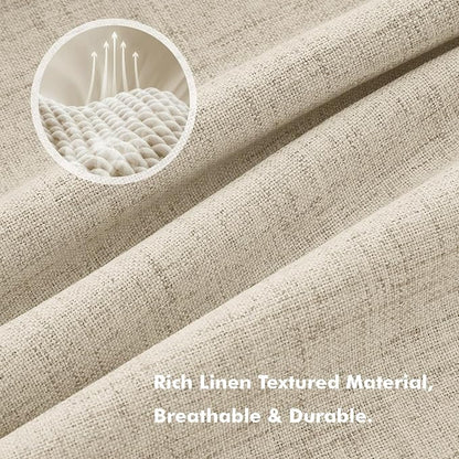 MIULEE 100% Blackout Linen Curtains 42 x 90 Inch Cobblestone 2 Panels | Thermal - Image 3