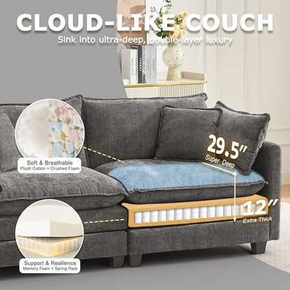 78" Modular Sectional Sofa, Cloud Couch Loveseat Sofa, Deep Seat Washable - Image 3