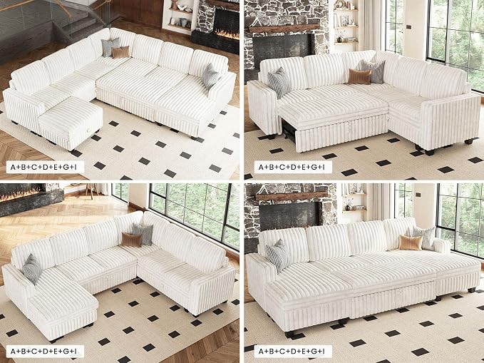 Belffin Plush Corduroy Modular Sectional Sofa Armrest Part Module - Image 7