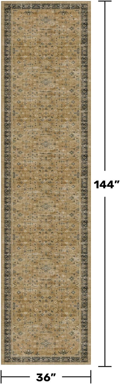 Natural Taupe Washable 3x12 Extra Long Hallway Runner Rug, Washable Large - Image 2