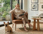 Brown Leather Barrel Chair by LIVINOVA