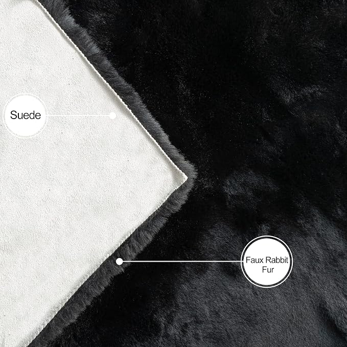 ORINOVA Black Fluffy Living Room Furry Rugs - Image 7