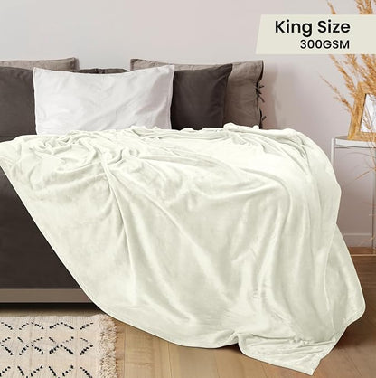 Utopia Bedding Ultra Soft Fleece Bed Blanket King Size Ivory | Microfiber Plush - Image 2