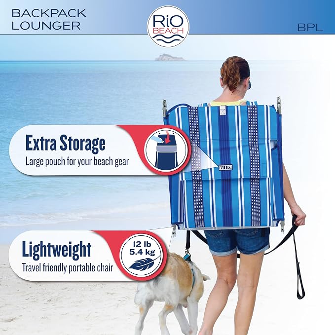 Rio Beach Portable Lay Flat Folding Backpack Beach Lounge Chair - Image 6