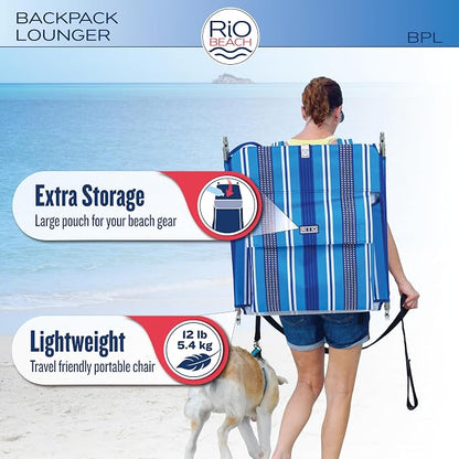 Rio Beach Portable Lay Flat Folding Backpack Beach Lounge Chair - Image 6