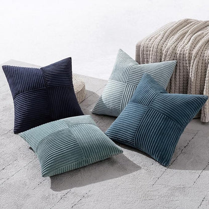 MIULEE Dusty Blue Navy Farmhouse Throw Pillow Covers 18x18 Inch Set of 4 Boho - Image 3