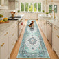 RELEANY Washable Area Rug, Runner 2'x10', Teal Green/White/Navy | Non-Slip by RELEANY