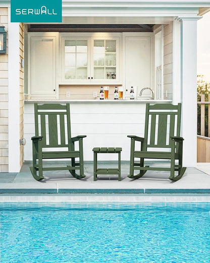 SERWALL Oversized Rocking Chair Set of 2 Outdoor, HDPE Outdoor Rocking Chair - Image 2