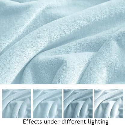 KMUSET Fleece Blanket Twin Size Mist Blue Lightweight Super Soft Cozy Fuzzy Bed - Image 6