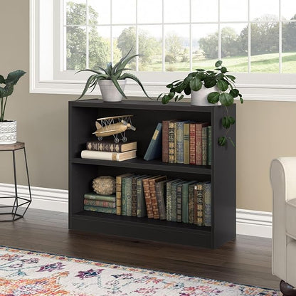 Bush Home Small 2 Shelf Bookcase, 2 Tier Bookshelf Storage Cabinet - Image 2