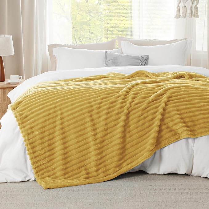 Bedsure Soft Cal Size Blanket for Bed Yellow 102"x96" | Birthday Gifts for - Image 3