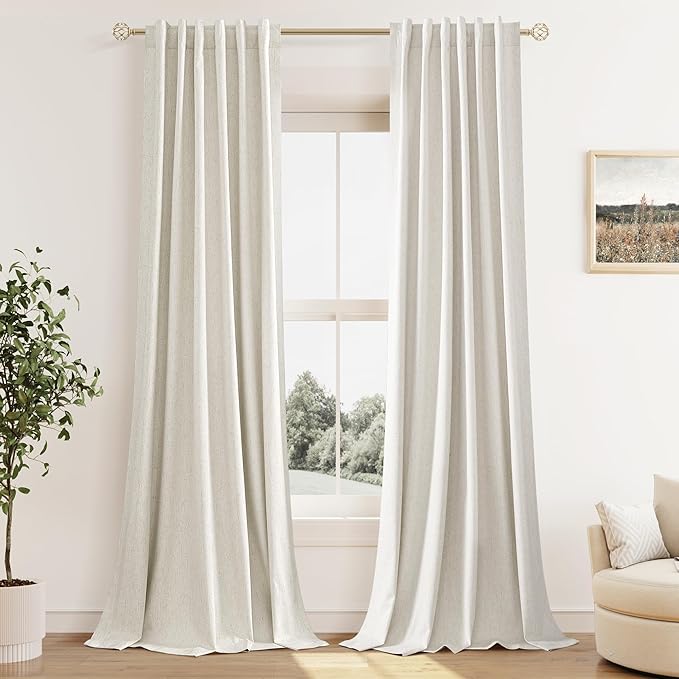 Extra Long 100% Blackout Linen Curtains by Guken