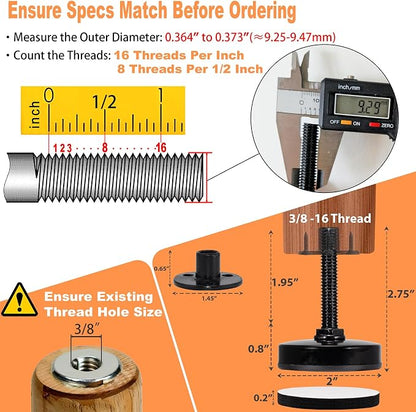 NEWBYTEK 3/8-16 Adjustable Leveling Feet Heavy Duty - Image 2
