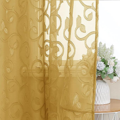 Furman Gold Kitchen Curtains Tiers 36 inch Length, Light Filtering Soft Short - Image 5