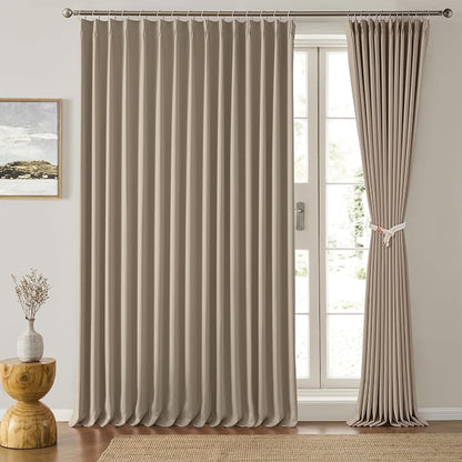 Pinch Pleated Patio Sliding Door Curtains 90 Inch Long by KEQIAOSUOCAI