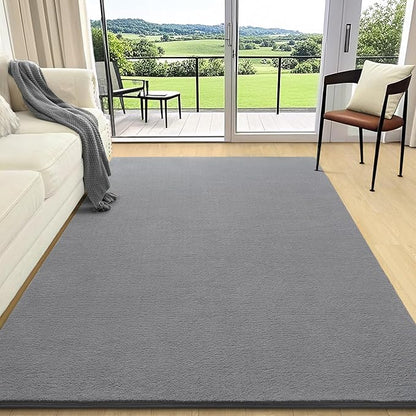 5x7 Area Rugs for Living Room Non Slip Dorm Bedroom Rug, Dark Grey | Modern - Image 7