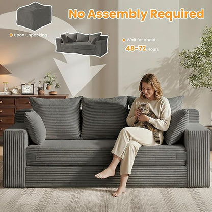 Oversized Boneless Loveseat, 3 Seater Pull Out Convertible Sofa Bed - Image 7