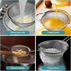 3 Pack Fine Mesh Strainer, Small Stainless Steel Sieves with Handles, for Steeping Loose Leaf Tea, Straining Cocktail, Juice and Sifting Flour, Powdered Sugar