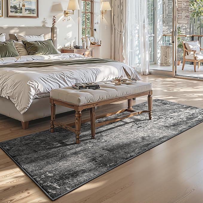 3x8 Black Rug Runners for Hallways Kitchen Runner Rug Non Slip Washable Black - Image 3
