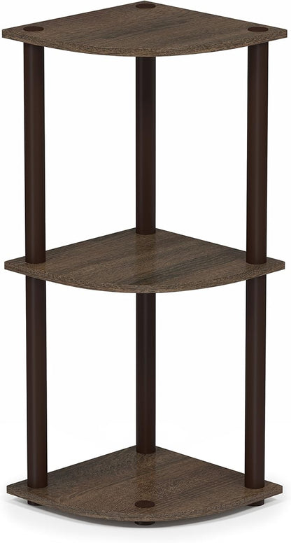 Furinno TURN-N-TUBE Corner Shelf, 3-Tier Corner Bookshelf, Display Storage by Furinno-FitsYourSpaceFitsYourBudget