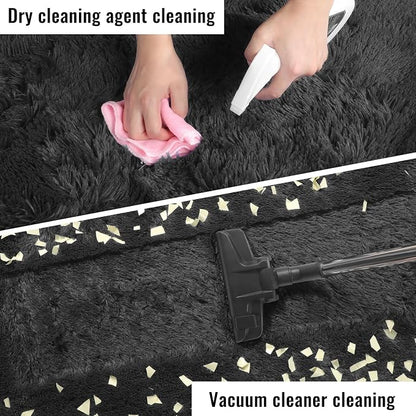 Black Runner Rugs for Bedroom, Living Room 2x6 Small Plush Fluffy Boys Rug | - Image 7
