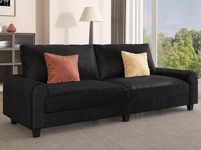EASE MOOSE 88.5" Large Seat Velvet Loveseat Sofa, Soft Deep Seat Couches - Image 3