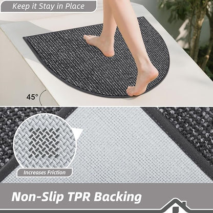 BEQHAUSE Dirt Trapper Door Mat 24" x 36" Half Circle Non Slip, Charcoal | - Image 4