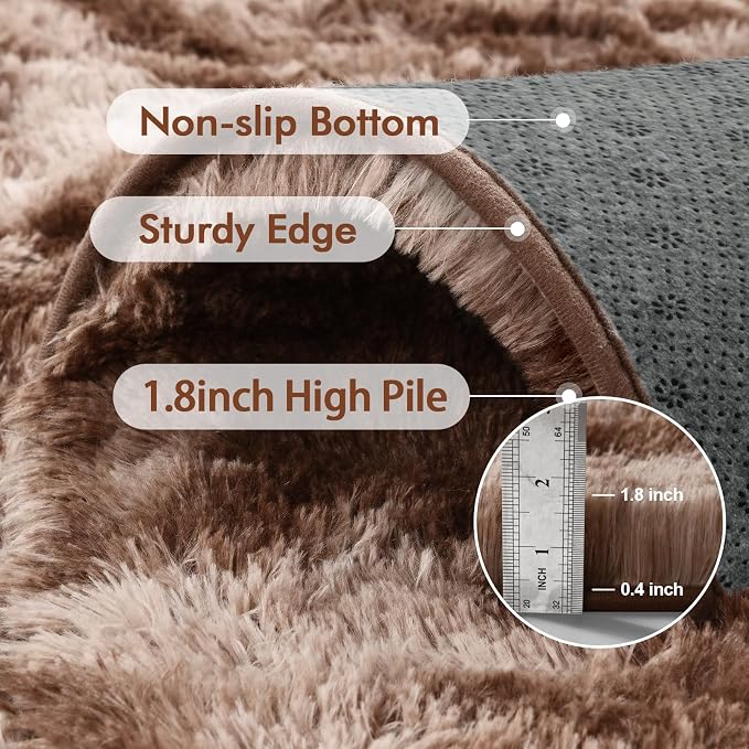 6x9 Ft Large Shag Brown Area Rug - Image 6