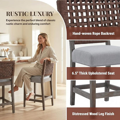27" Farmhouse Counter Height Bar Stools Set of 4 - Image 5