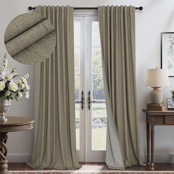 Pitalk Taupe Blackout Curtains 84 Inches Long by Pitalk
