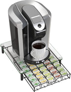 Deco Brothers Crystal Tempered Glass K-Cup Holder Drawer for 30 Coffee Pods Storage, Black