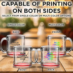 Custom Libbey Clear Glass Coffee Mugs 13 oz. Set of 10, Personalized Bulk Pack - Perfect for Coffee, Tea, Espresso, Hot Cocoa, Other Beverages - Red Bottom