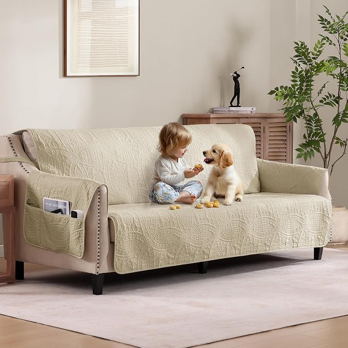 Quilted Grand Sofa Covers for 4 Cushion Couch, Couch Cover for Grand Sofa by Pamhaven