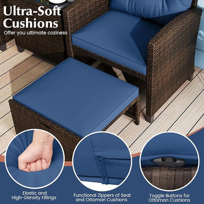 Tangkula 5 Pieces Patio Conversation Set, PE Wicker Rattan Outdoor Furniture Set - Image 6