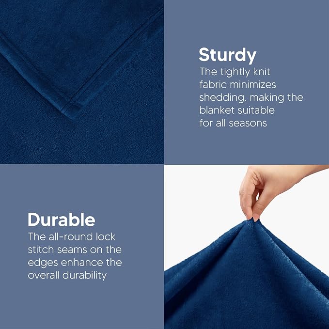 Utopia Bedding Ultra Soft Fleece Bed Blanket Twin Size Navy | Microfiber Plush - Image 4