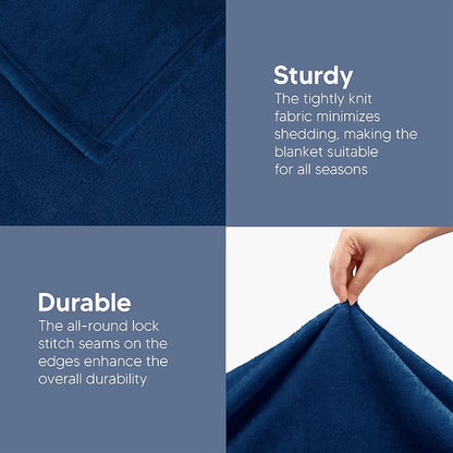 Utopia Bedding Fleece Bed Blanket California King Size Navy | Microfiber Plush - Image 3