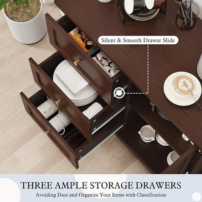 HLR Accent Cabinet with 3 Drawers and Door, Wooden Storage Cabinet with Shelves - Image 4