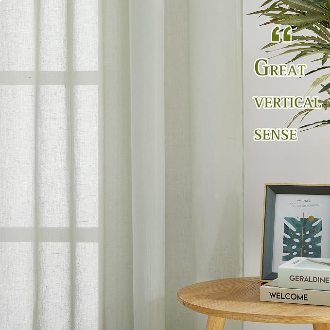 NICETOWN Linen Sheer Sage Green Curtains - Image 2