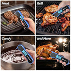 0.5 Sec Instant Read Meat Thermometer Digital with ±0.5℉ Precision, 100% Waterproof Auto Flip Bright LCD Screen, Motion Sensing Food Thermometer for Cooking Kitchen Oven Grill Candy BBQ, Blue