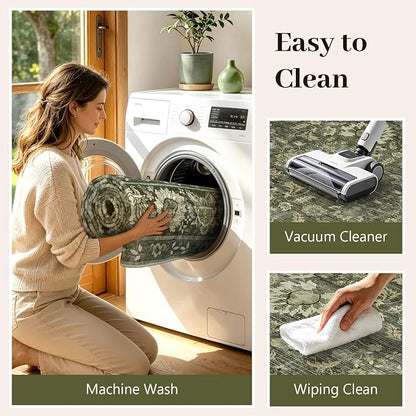 4x6 Ft Area Rugs for Living Room, Soft Non-Slip Machine Washable Rug, Vintage - Image 9
