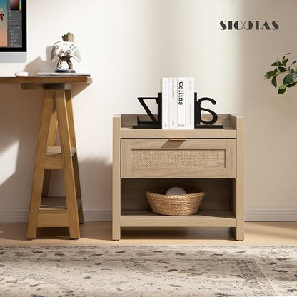 SICOTAS Rattan Nightstand End Table - Image 9