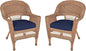 Jeco Wicker Chair with Blue Cushion, Honey/W00205- by Jeco