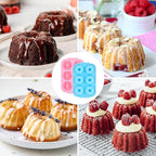 Mini Bundt Cake Pans for Baking, 2Pcs Silicone 6-Cavity Fluted Tube Cake Pan with Metal Reinforced Frame, Nonstick Baking Molds for Cupcake, Brownie, Donuts, Cornbread, Jello