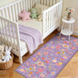 Floral Washable 2x5 Area Rugs Runner Entryway Hallway Purple/Pink | Flower by RELEANY