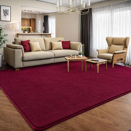 6x9 Area Rugs for Living Room Non Slip Dorm Bedroom Rug, Wine Red | Modern Area - Image 5