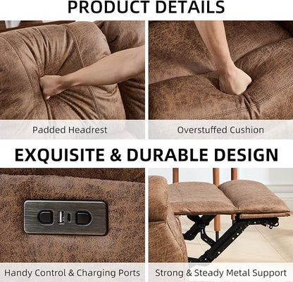 EBELLO Power Reclining Sofa for Living Room, Faux Leather 3 Seater Reclining - Image 3