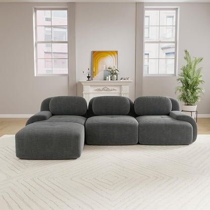 Boneless Sectional Couch, No Assembly Required, 117.3” L Shaped Modular Cloud - Image 2
