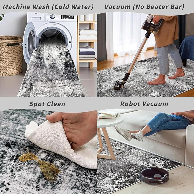 3x4 Washable Entryway Rug – Non-Slip Modern Abstract Small Area Rug - Image 9